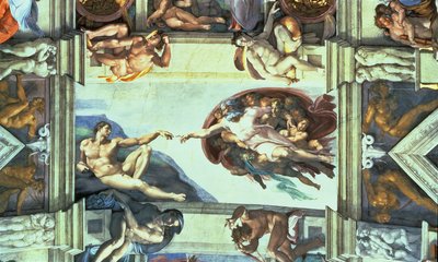 Sistine Chapel Ceiling: Creation of Adam (post restoration) by Michelangelo Buonarroti
